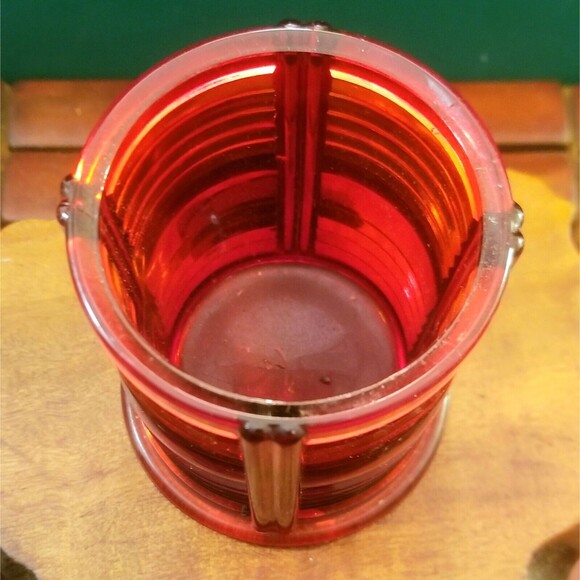 Duncan & Miller Nautical Port Light Ruby Red Cigarette Jar EAPG 3.5" Tall 3" Dia - Picture 6 of 7